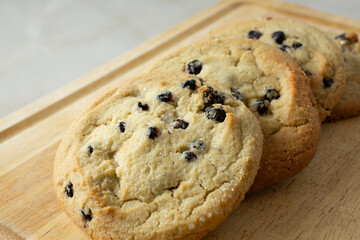 A view of a several blueberry cookies.