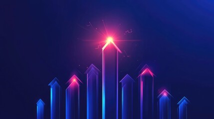 A sleek concept of financial progress graphs and glowing arrows on a vibrant blue gradient.