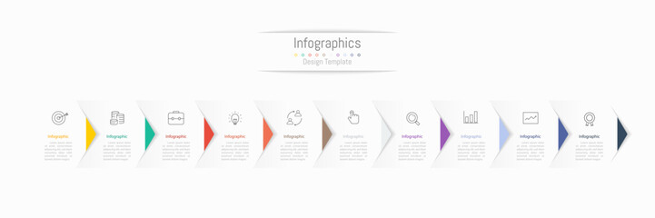 Fototapeta premium Infographic 10 options design elements for your business data in paper style. Vector Illustration.