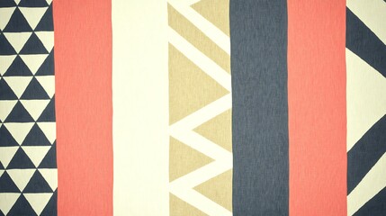 Fototapeta premium Geometric woven textures in bright, vibrant colors with cultural influences in a modern composition