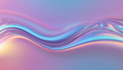 Fototapeta premium Futuristic Abstract Holographic Waves in Transparent Plastic 3D Render