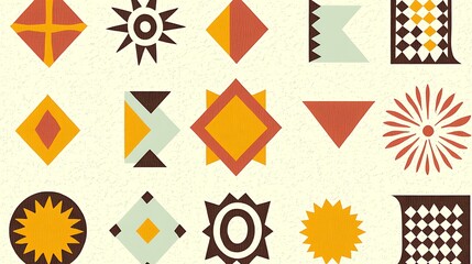 A seamless geometric ethnic pattern with intricate decorative detailing in vibrant, warm colors