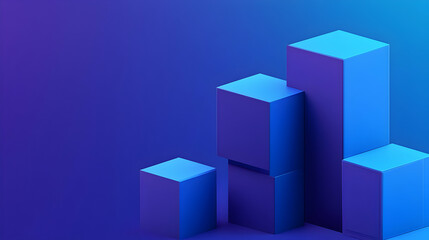 Obraz premium Abstract 3D blue cubes gradient background, modern geometric shapes, minimalist design, digital art, tech background, business concept.