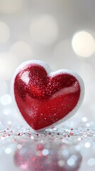 Obraz premium A smooth gradient of red to white with sparkles and light flares, leaving ample space for a Valentine is message