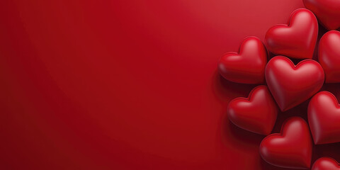 Valentines day greeting card with hearts and copy space for text, simple background, valentine's day, lovers day banner template 