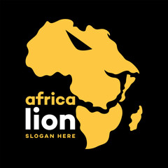 Modern map of Africa lion logo. Vector illustration