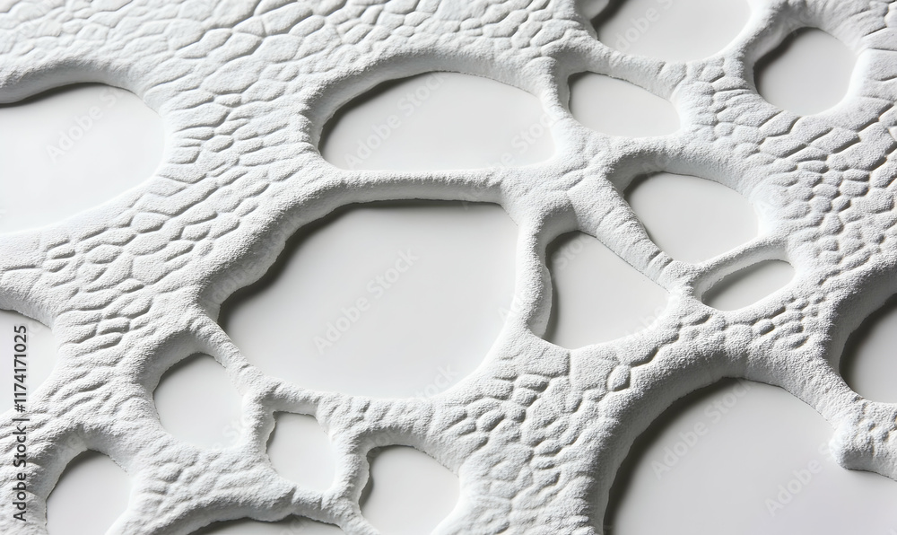 Poster Abstract white textured background with intricate, organic patterns resembling a network or cellular structure. Ideal for design projects needing a modern, minimalist feel.