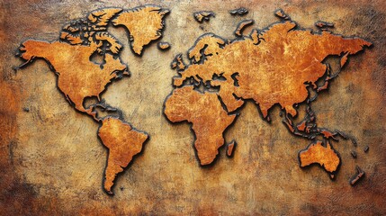 Warm Textured World Map in Peaceful Setting