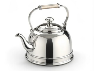 Stainless Steel Kettle Polished Chrome Finish, Elegant Design, Studio Shot, Tea Kettle, Kitchenware Tea kettle, kitchen utensils