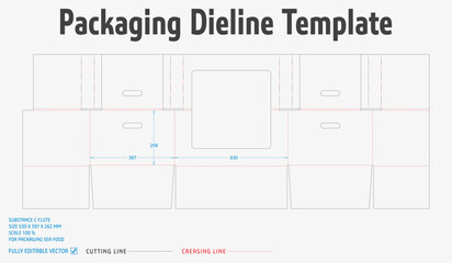Packaging Dieline Template. 2D Technical Drawing fully editable vector. Prepared for production.