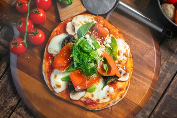 ミックスピザ　Italian delicious food mixture pizza