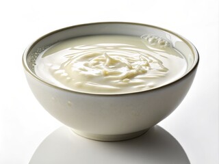 Creamy Swirl in White Bowl Close-up Photography, Food Texture, Dairy Product, Culinary Concept. Dairy, Food Photography
