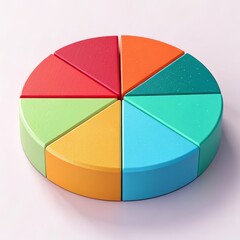 Obraz premium Colorful 3D Pie Chart Eight Segments, Pastel Hues, Data Visualization,Infographics. , data visualization, pie chart