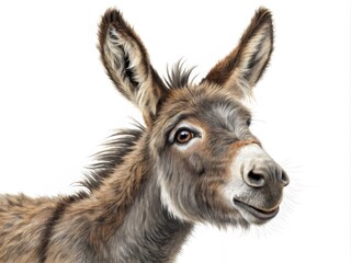 Obraz premium Close-up Donkey Portrait Pencil Drawing, Fur Texture, Equine Art, Animal Study Donkey, Equine art