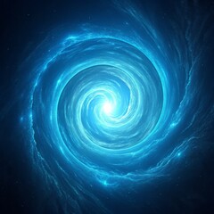 Celestial Vortex Blue Swirl Digital Art, Abstract Space, Cosmic Energy, Spiral Galaxy Space art, digital painting