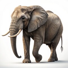 Fototapeta premium African Elephant 3D Render, Walking Pose, Detailed Texture, Wildlife, Animal Portrait. Elephant, 3D rendering