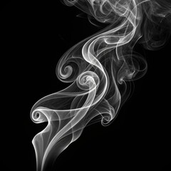 Obraz premium Abstract Swirling Smoke Black Background, White Texture, Flowing Composition, Abstract Art Smoke photography, Abstract background