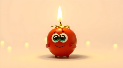 cartoon style tomato character on unique background for food education and promotions