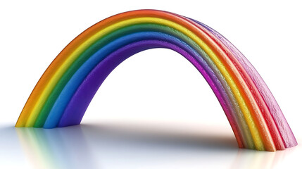 Colorful rainbow arc isolated on white background.