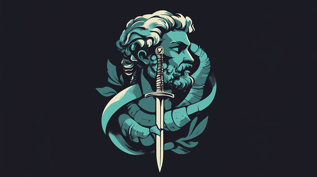 Logo medizin heilkunde mit asklepios stab freigestellt. Mistweave. Illustration