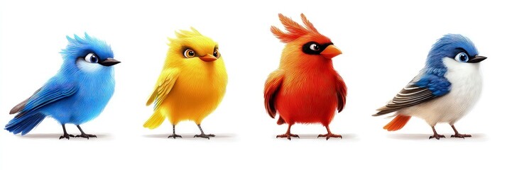 Naklejka premium Different collection of cute illustration of swift bird isolated on white background