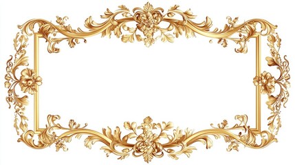 Ornate golden frame design with intricate floral patterns and a blank center for text.