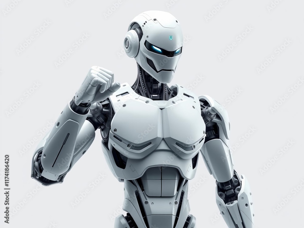 Aufkleber robot android with a muscular build standing in a powerful pose, showcasing its strength and power, 