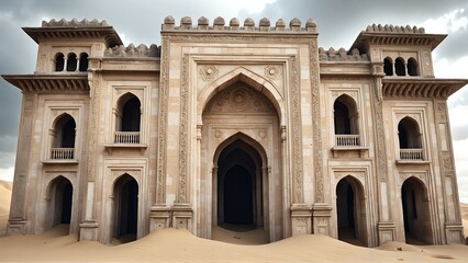 Fototapeta premium Mosque at the Edge of a Volcano Crater 