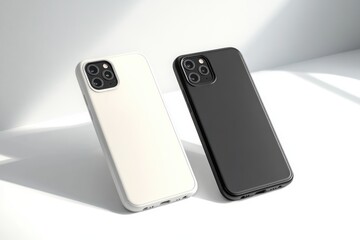 Minimalist black and white phone case mockup side view glossy protection accessory