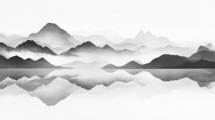 Serene Mountain Range Reflected In Still Water