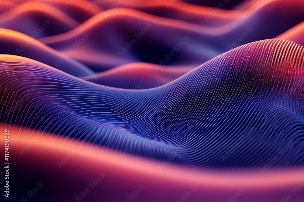 Fototapete vibrant abstract wave pattern in dynamic blue and orange hues for modern design background : generat
