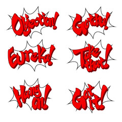 Speech bubbles to display characters' speech or thoughts  to convey certain exclamations