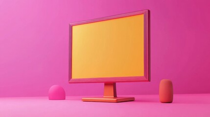 Pink & Orange Computer Screen Mockup - Minimalist Design
