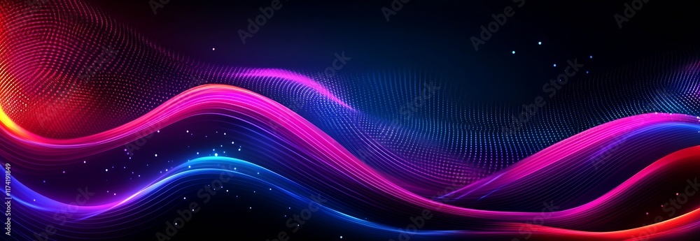 Fototapete vibrant abstract wave background with colorful neon lights and dynamic motion : generative ai