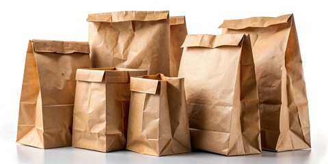 Sustainable craft paper shopping bags.  Brown paper bag mockup, ideal for eco-conscious branding and packaging design.