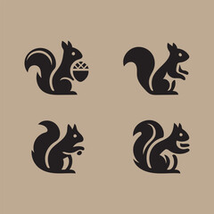 Squirrel logo icon vector illustration Vector logo Squirrel Animal black Set of Squirrel Logo. Icon design. Template elements