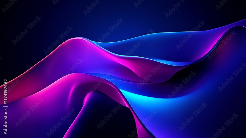 Poster vibrant abstract digital waves in purple and blue hues on a background for modern design elements : 