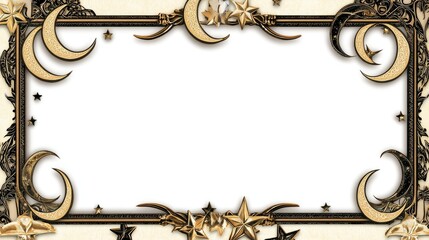 Decorative border featuring crescent moons and stars, suitable for various graphic designs.