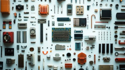 Electronic components knolling lay flat arrangement