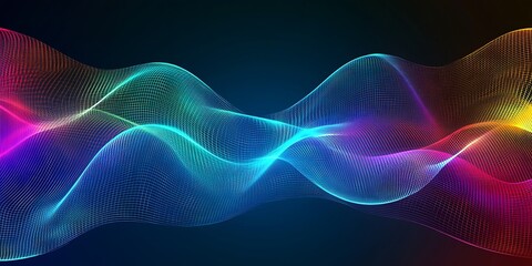 Obraz premium Colorful Abstract Wave Design with Dynamic Flowing Gradient Lines and Curves : Generative AI