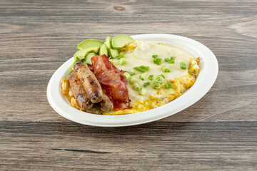 A view of an omelet breakfast plate.