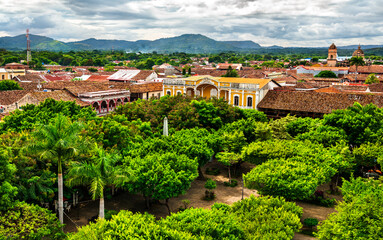 Parque Central, the central square of Granada in Nicaragua, Central America