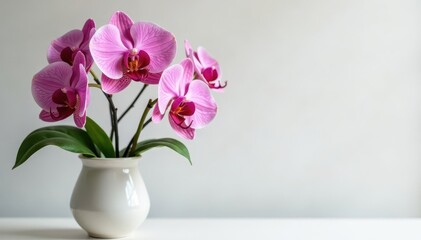 Naklejka premium Intricate orchid & calla lily display, minimalist vase , sophisticated, exotic, clean