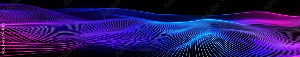 Poster vibrant abstract wave patterns in blue and purple offering futuristic design aesthetics : generative