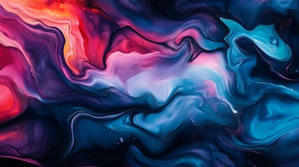 Obraz premium Abstract Fluid Painting Swirling Colors Deep Hues