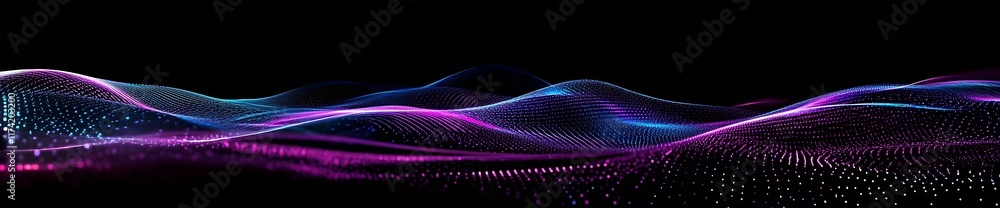 Aufkleber flowing colorful waveform art on dark background for futuristic digital design : generative ai