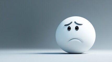 Sad 3D Emoji on Gray Background - Minimalist Design