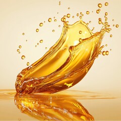 Golden liquid splash creating a dynamic, elegant wave with droplets.