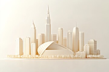 Obraz premium Contemporary Urban Architecture Model with Skyscrapers and Futuristic Design : Generative AI
