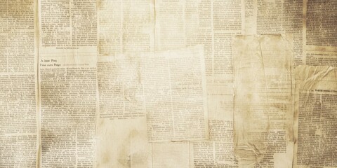 Fototapeta premium Vintage newspaper texture background for retro design or print, featuring aged paper with text in sepia tones, evoking nostalgia and history, perfect for vintage-themed projects and decor.